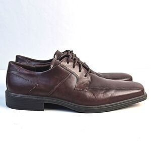 Ecco Minneapolis Tram Full Grain Leather Lace Up Square Toe Oxford Dress Shoe